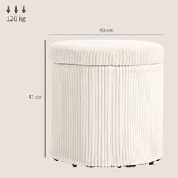Havendro Round Storage Ottoman with Lid, Vanity Stool in White - thumbnail 2