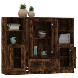 Berkfield Home Highboards 3 pcs Smoked Oak Engineered Wood in Brown - thumbnail 5
