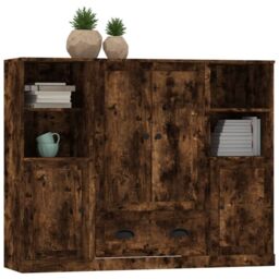 Berkfield Home Highboards 3 pcs Smoked Oak Engineered Wood in Brown - thumbnail 4
