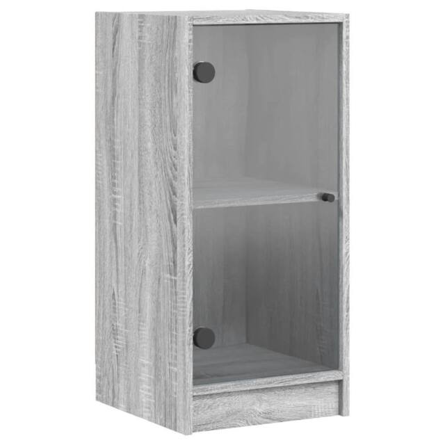 Berkfield Home Side Cabinet with Glass Doors Grey Sonoma 35x37x75.5 cm - image 1