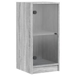 Berkfield Home Side Cabinet with Glass Doors Grey Sonoma 35x37x75.5 cm - thumbnail 1