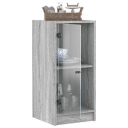 Berkfield Home Side Cabinet with Glass Doors Grey Sonoma 35x37x75.5 cm - thumbnail 5
