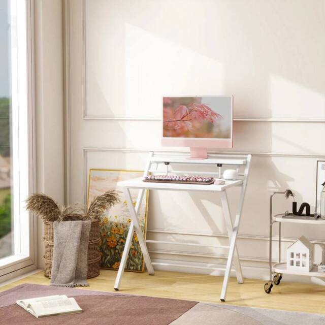EONLION Foldable Computer Desk Corner Home Office Study in White - image 1