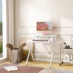 EONLION Foldable Computer Desk Corner Home Office Study in White - thumbnail 1