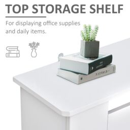 HOMCOM Radiator Cover Wooden Cabinet Vertical Slatted Vent MDF Home in White - thumbnail 5