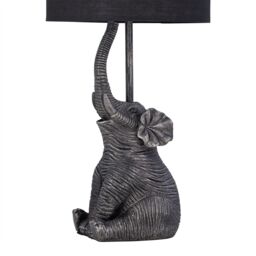 First Choice Lighting Set of 2 Elephant - Black Resin Table Lamps With Black Fabric Shades - thumbnail 6