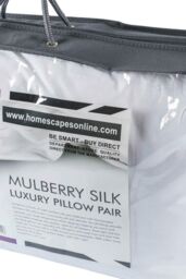 Homescapes Pure Mulberry Silk Blend Pillow Pair with 100% Cotton Casing in White - thumbnail 3