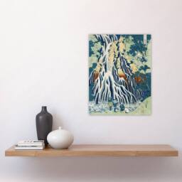 "Artery8 Mist Waterfall Mt. Kurokami Vintage Japan Wall Art Print Hokusai in Green - Size: W12"" x H16""" - thumbnail 4