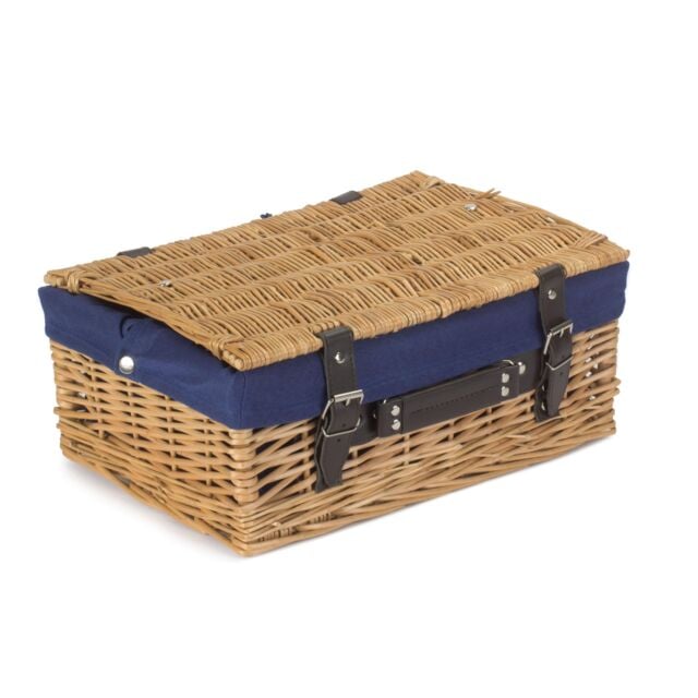 Red Hamper Wicker 36cm Picnic Basket with Cotton Lining in Blue - image 1