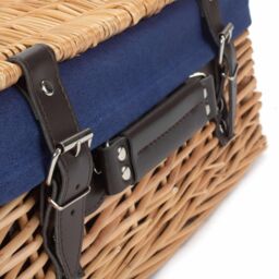 Red Hamper Wicker 36cm Picnic Basket with Cotton Lining in Blue - thumbnail 4