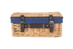 Red Hamper Wicker 36cm Picnic Basket with Cotton Lining in Blue - thumbnail 3