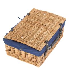 Red Hamper Wicker 36cm Picnic Basket with Cotton Lining in Blue - thumbnail 2