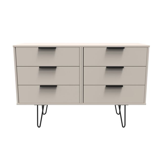 Ready Assembled 2 U Fuji 6 Drawer Wide Chest (Ready Assembled) in Taupe - image 1