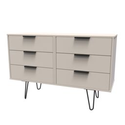 Ready Assembled 2 U Fuji 6 Drawer Wide Chest (Ready Assembled) in Taupe - thumbnail 3