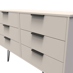 Ready Assembled 2 U Fuji 6 Drawer Wide Chest (Ready Assembled) in Taupe - thumbnail 4