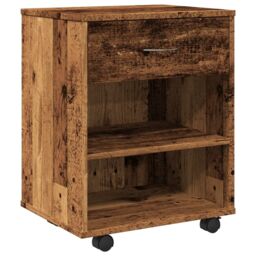 Berkfield Home Rolling Cabinet Old Wood 46x36x59 cm Engineered Wood in Brown - Size: 46 x 36 x 59 cm - thumbnail 2