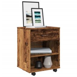Berkfield Home Rolling Cabinet Old Wood 46x36x59 cm Engineered Wood in Brown - Size: 46 x 36 x 59 cm - thumbnail 1