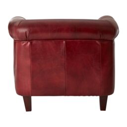 Orsina Red Leather Armchair, Heritage Design Chair With Carved Walnut Feet, Studded Lounge Chair, Upholstered Chair - thumbnail 4