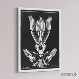"Artery8 April Flower Vintage Black White Canvas Wall Art Print de Graag - Size: W18"" x H24""" - thumbnail 2