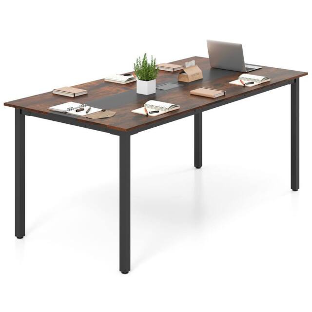 Gymax Conference Room Table 180 cm L x 90 cm W Meeting Table For 8-10 People in Brown - image 1