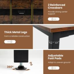Gymax Conference Room Table 180 cm L x 90 cm W Meeting Table For 8-10 People in Brown - thumbnail 4