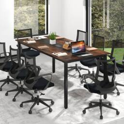 Gymax Conference Room Table 180 cm L x 90 cm W Meeting Table For 8-10 People in Brown - thumbnail 6