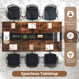 Gymax Conference Room Table 180 cm L x 90 cm W Meeting Table For 8-10 People in Brown - thumbnail 3