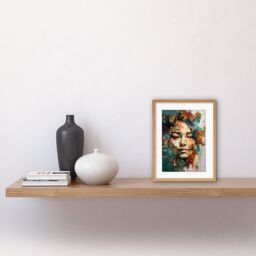 "Artery8 Wall Art Print Sad Young Woman Face Beauty Portrait Multicoloured Artwork Framed 9X7 Inch in Beige - Size: W7"" x H9""" - thumbnail 2