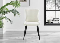 FurnitureboxUK Adley Brown Wood Storage Dining Table & 4 Nora Black Leg Chairs in Cream - thumbnail 8