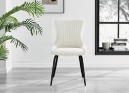 FurnitureboxUK Adley Brown Wood Storage Dining Table & 4 Nora Black Leg Chairs in Cream - thumbnail 4