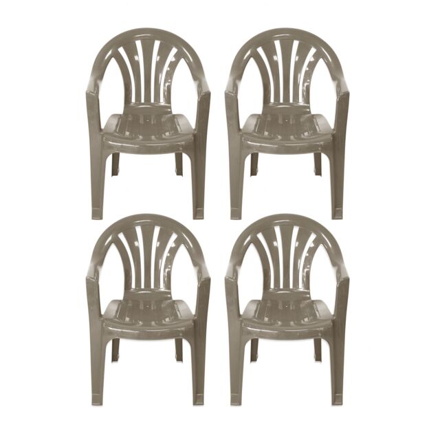 simpa Solana Plastic Patio & Garden Chairs - Set of 4 in Taupe - image 1