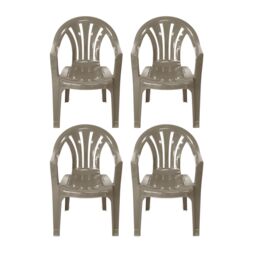 simpa Solana Plastic Patio & Garden Chairs - Set of 4 in Taupe
