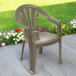 simpa Solana Plastic Patio & Garden Chairs - Set of 4 in Taupe - thumbnail 2