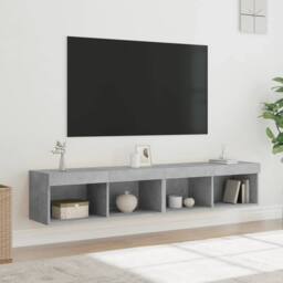 Berkfield Home TV Cabinets with LED Lights 2 pcs Concrete Grey 80x30x30 cm - Size: 80 x 30 x 30 cm - thumbnail 2