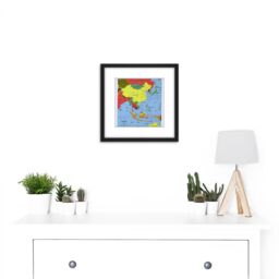 Artery8 Map Political Cia 2004 East Asia Historic Replica 8X8 Inch Square Wooden Framed Wall Art Print Picture with Mount in Black - thumbnail 2