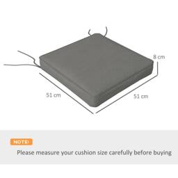 OUTSUNNY Set of 4 Outdoor Seat Cushions Water Repellent Seat Pads with Ties in Grey - thumbnail 3
