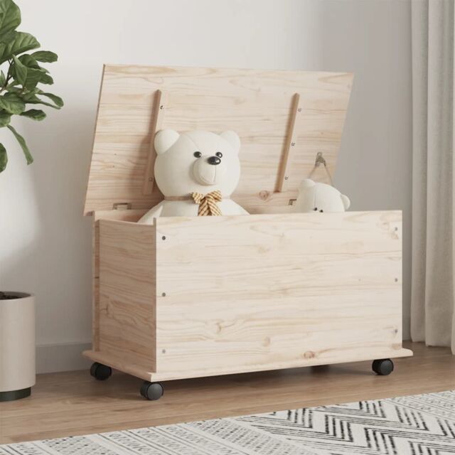 Berkfield Home Storage Chest with Wheels ALTA 73x39.5x44 cm Solid Wood Pine in Brown - image 1
