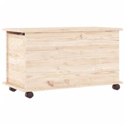 Berkfield Home Storage Chest with Wheels ALTA 73x39.5x44 cm Solid Wood Pine in Brown - thumbnail 3