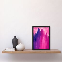 Artery8 Abstract City Skyscrapers Pink Purple Cityscape Framed Art Print - Size: A4 - thumbnail 4