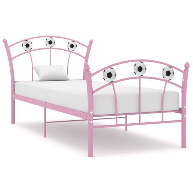 Berkfield Home Bed Frame with Football Design Pink Metal 90x200 cm - image 1
