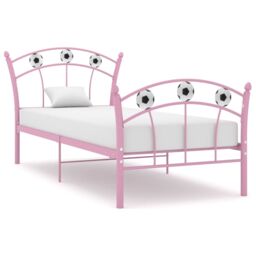Berkfield Home Bed Frame with Football Design Pink Metal 90x200 cm - thumbnail 1