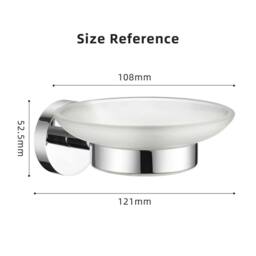 Havendro Soap Dish Holder Mounted Round Chrome White Glass - thumbnail 2