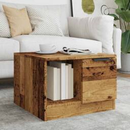 Berkfield Home Durable Coffee Table Old Wood 50x50x36 cm Engineered Wood in Brown - Size: 50 x 50 x 36 cm - thumbnail 4