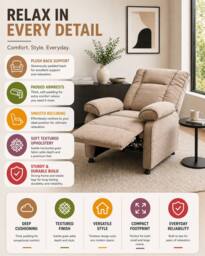 Groundlevel Electric Modern Recliner Chair in Natural - thumbnail 6