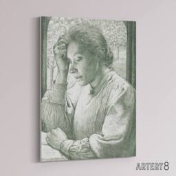 "Artery8 Pencil Portrait of Henriette Holst Canvas Wall Art Print in Grey - Size: W12"" x H16""" - thumbnail 2