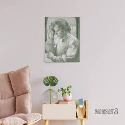 "Artery8 Pencil Portrait of Henriette Holst Canvas Wall Art Print in Grey - Size: W12"" x H16""" - thumbnail 3