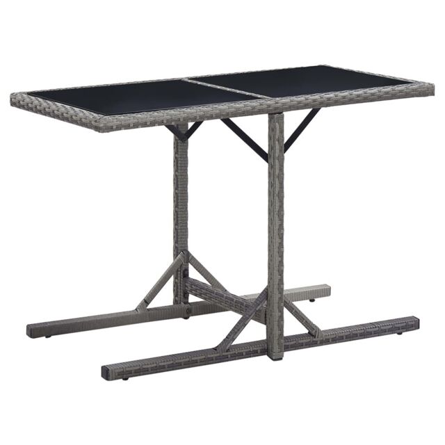 Berkfield Home Garden Table Anthracite 110x53x72 cm Glass & Poly Rattan in Black - Size: 110 x 53 x 72 cm - image 1