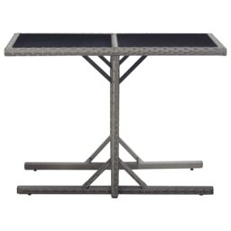 Berkfield Home Garden Table Anthracite 110x53x72 cm Glass & Poly Rattan in Black - Size: 110 x 53 x 72 cm - thumbnail 2
