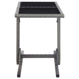 Berkfield Home Garden Table Anthracite 110x53x72 cm Glass & Poly Rattan in Black - Size: 110 x 53 x 72 cm - thumbnail 3