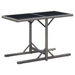 Berkfield Home Garden Table Anthracite 110x53x72 cm Glass & Poly Rattan in Black - Size: 110 x 53 x 72 cm